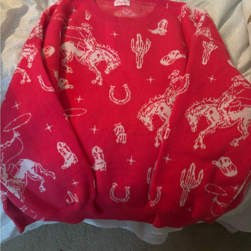 Pink Lily Vibrant Red Sweater